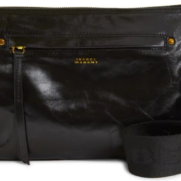 Isabel Marant Croco Shiny Black Crossbody Bag - Picture 3 of 10